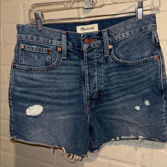 Madewell shorts NEW distressed Blue Jean the dad Jean 24 cotton frayed hem - Picture 1 of 5